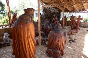 Santiago Life sized carved wood manger scene at San Cristobal