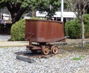 Ore Cart This type of cart was used to haul gold ore out of the mines and this one sits in front of the post office